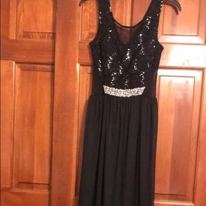 Full length black prom dress from BCX Dress.